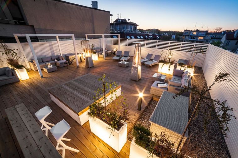 Zestaw duże donice do restauracji Monumo Longerino LED barwa ciepła