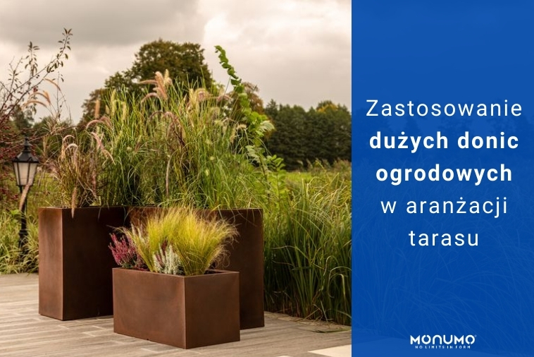 Zastosowanie dużych donic ogrodowych w aranżacji tarasu